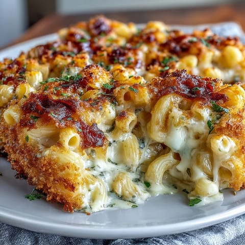 Golden baked Southern mac and cheese with bubbling cheddar, creamy sauce, and crispy panko topping, a classic comfort food for any occasion.