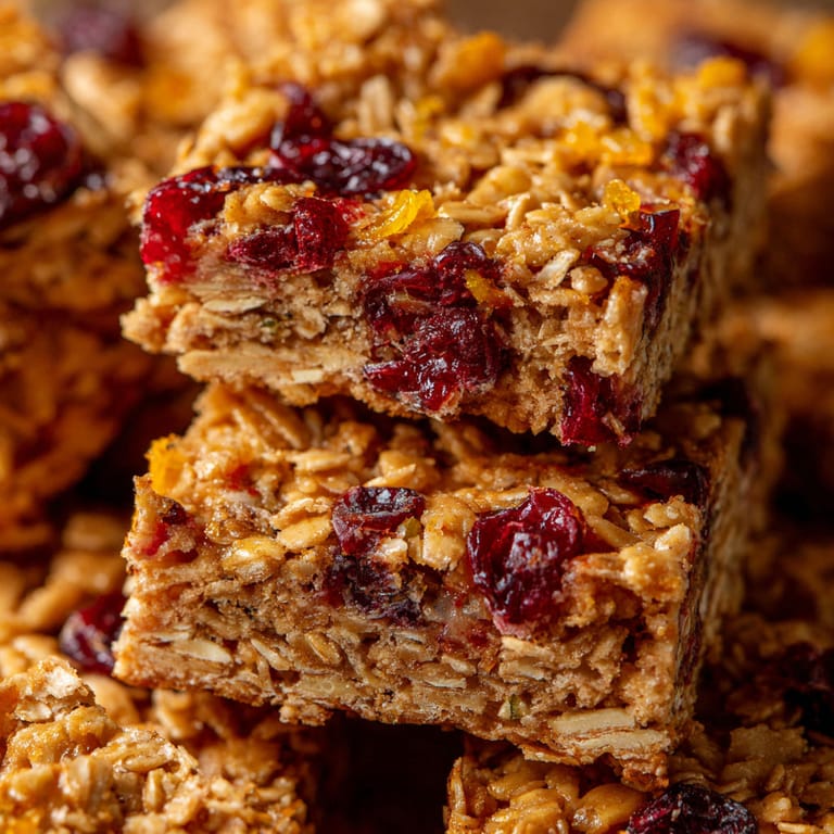 A close up of a cereal bar with raisins and nuts.