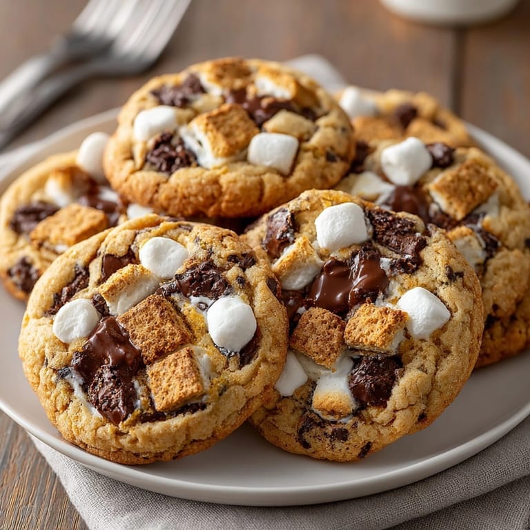 Stacked Pumpkin S&amp;rsquo;mores Cookies image; notes of cinnamon, graham, and pumpkin on a plate.