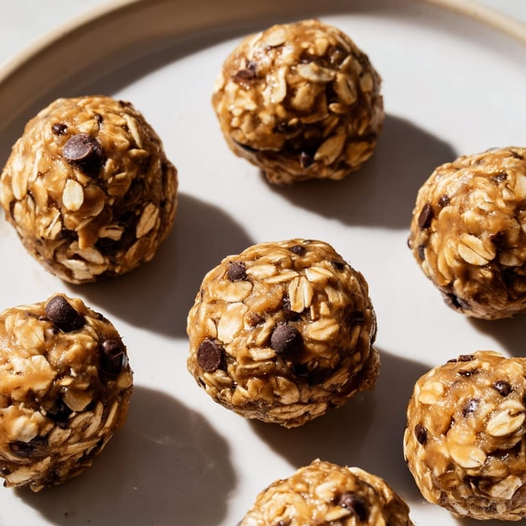 Easy no-bake Peanut Butter Espresso Energy Balls—perfectly scooped and set on parchment ready for chilling.