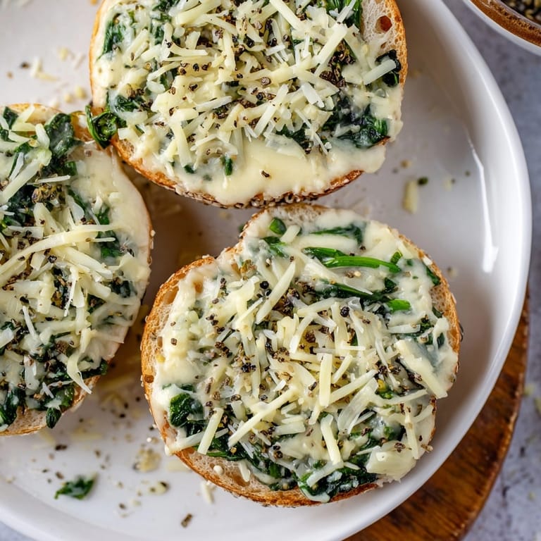 Stacked Alfredo Spinach Pizza Bagel Bites evoke an easy, delicious snack with Italian herbs.