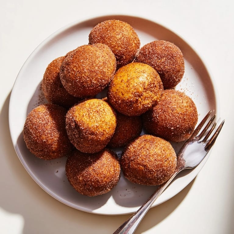 Homemade Bite-Size Pumpkin Muffin Balls served on a plate—easy recipe for parties.