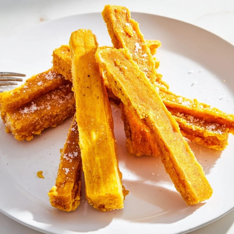Imagine the satisfying crunch of these tempura pumpkin fries; a delightful fusion snack.