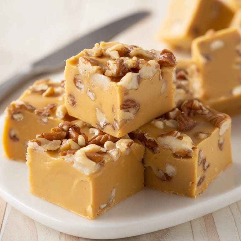 Delight in Mocha Pumpkin Praline Fudge, a rich dessert perfect for fall gatherings.  
