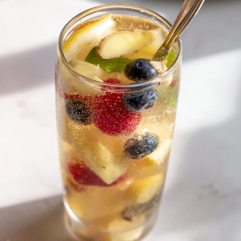 Homemade kombucha-style mocktails featuring ginger and lemon, bubbling with effervescent flavors.