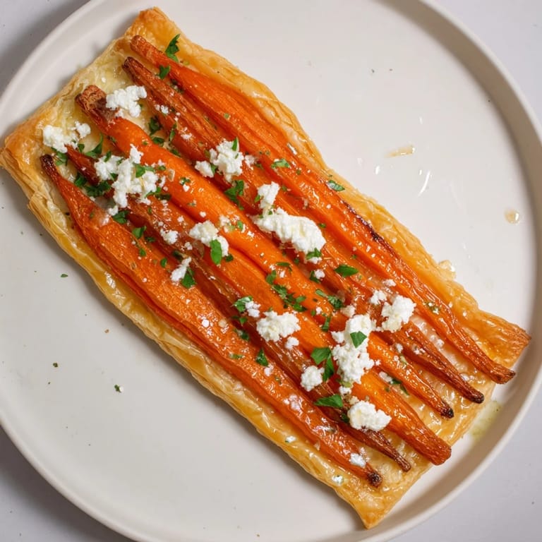 Savory roasted carrots, glazed with maple syrup in a beautiful Maple Miso Carrot Tart.