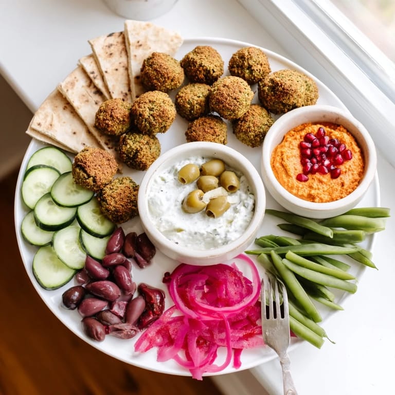 A beautifully arranged Gluten-Free Holiday Falafel Board, featuring delicious falafel, perfect for sharing with holiday guests.