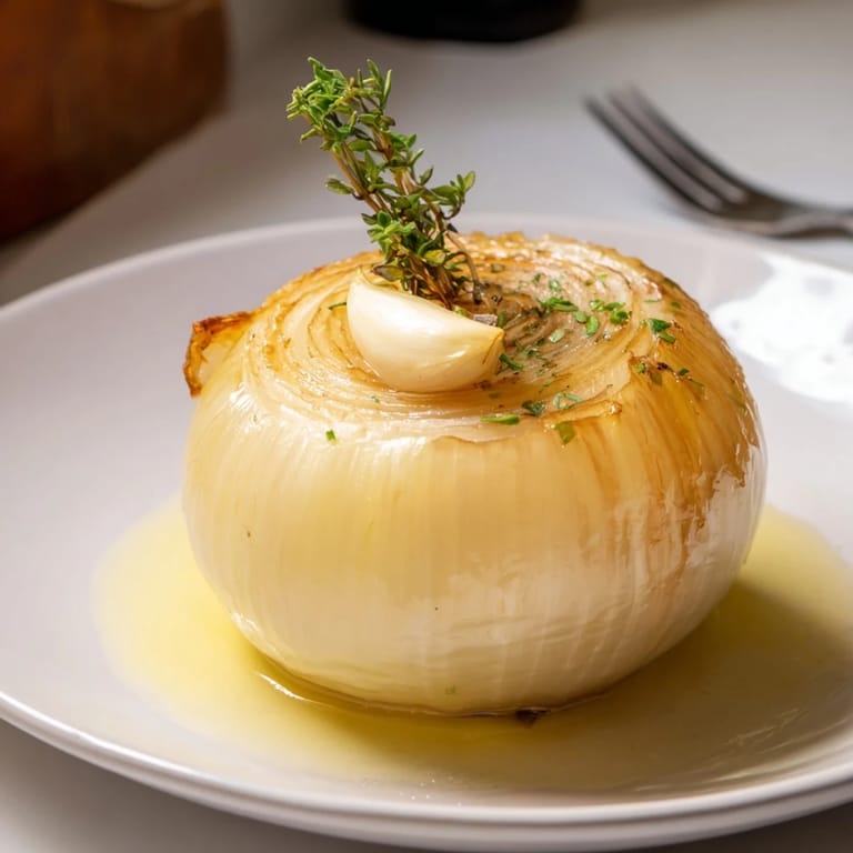 Golden, roasted Onion Boil, featuring soft, sweet onions with a sprinkle of fresh parsley on top.