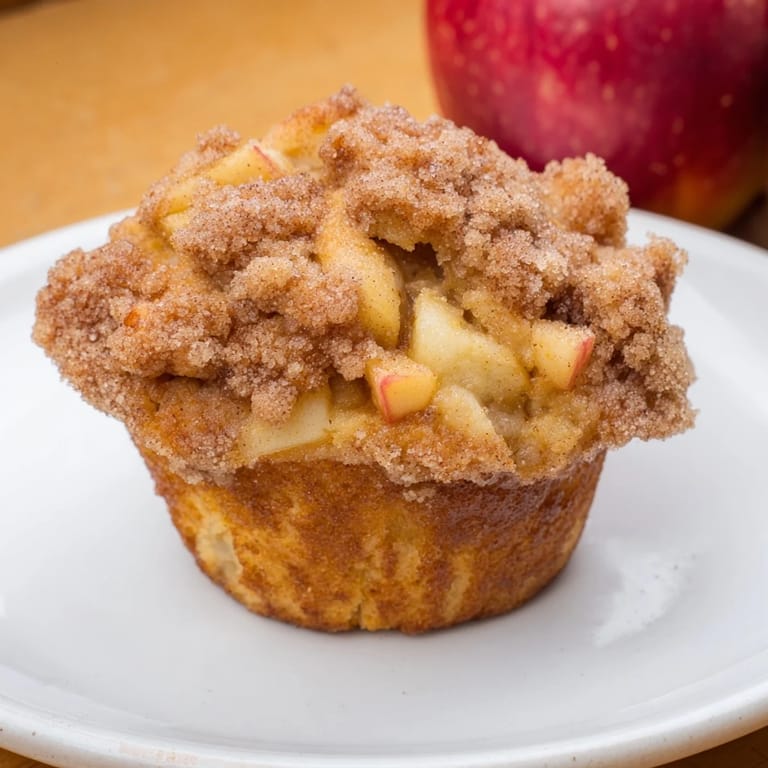A close-up of delicious, fluffy Cinnamon Apple Muffins, ready to eat and bursting with apple spice.