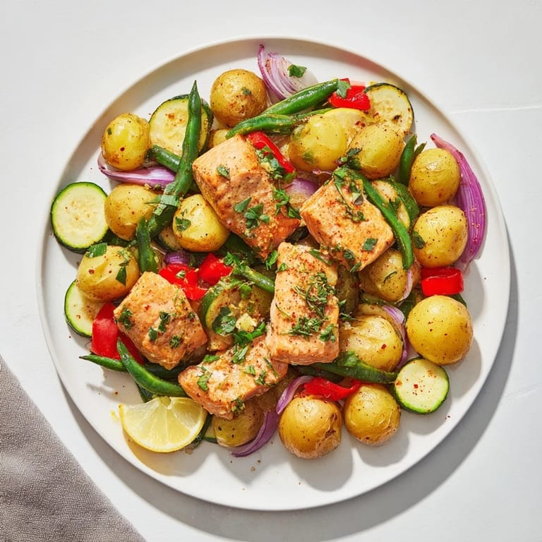 Delicious one-pan salmon and potato skillet, a healthy and vibrant weeknight dinner idea at its best.