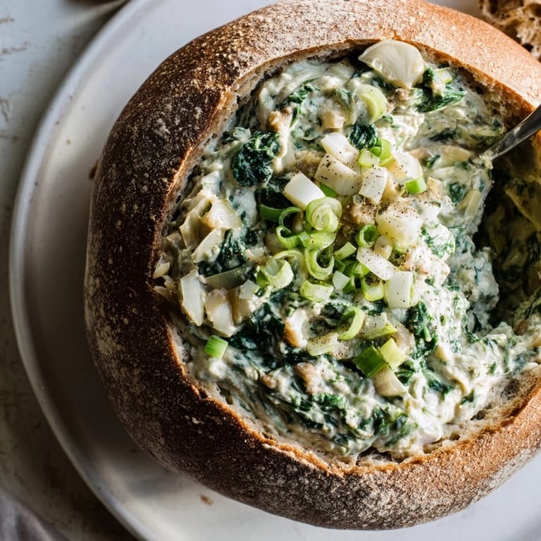 Imagine the amazing spinach dip in a bread bowl: a crowd-pleasing, flavorful appetizer.