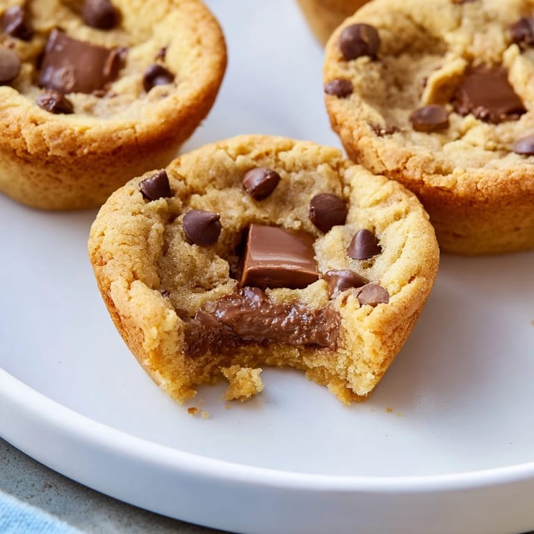 Freshly baked Air Fryer Gooey Cookie Cups with melty chocolate centers, perfect for sharing.