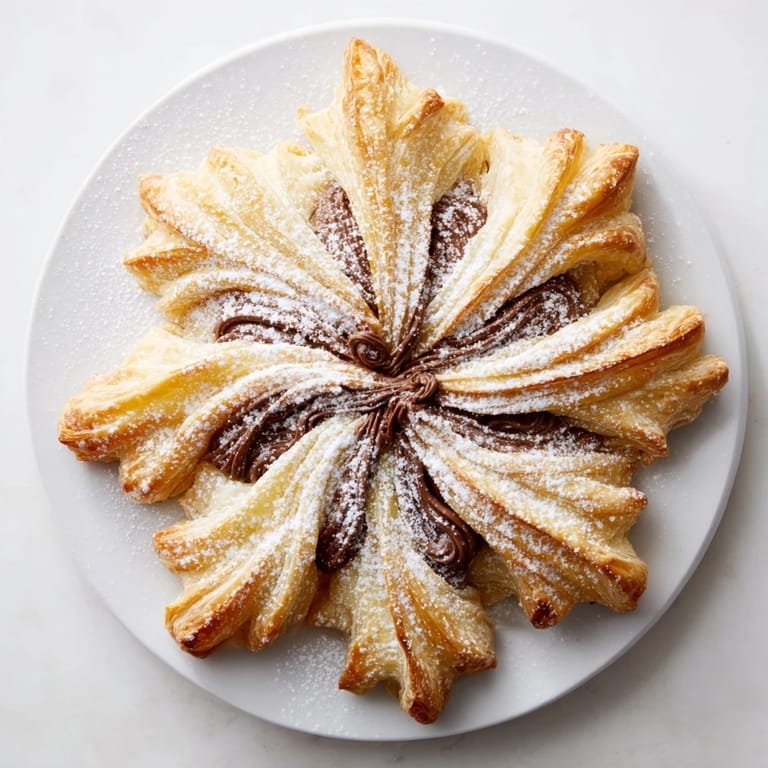 Imagine the warm, chocolatey aroma of fresh-baked Express Nutella Puff Pastry Snowflakes, perfect for sharing.