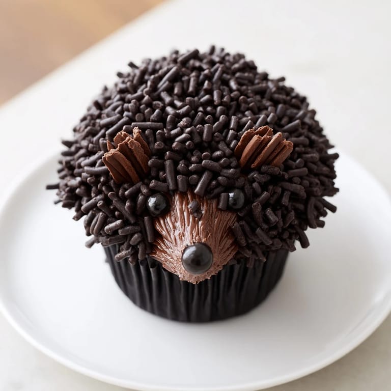 A close-up view shows a tower of charming hedgehog cupcakes, perfect for any kid's celebration.