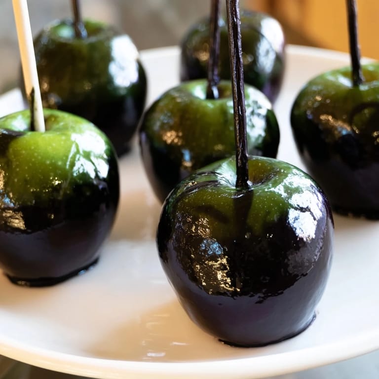 This Halloween treat board includes colorful candies around the homemade poison apples.