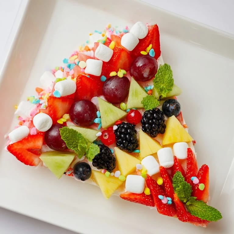 This Happy Birthday Cake Slice Fruit Board showcases a festive arrangement of vibrant fruits perfect for a party.