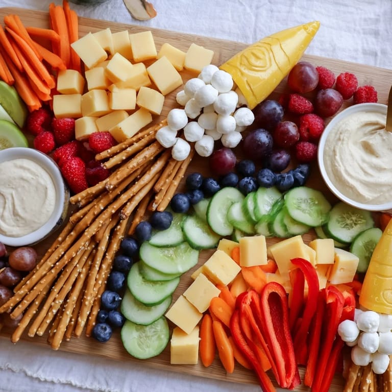 Vibrant Spaceship Launch Snack Board: envision a fun, family-friendly display with cheese, fruits, and vegetable rockets.