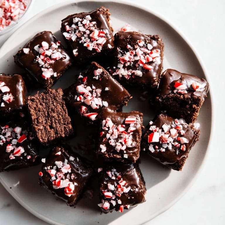 Get ready to savor these festive Peppermint Mocha Brownie Bites, topped with crushed peppermint candy.