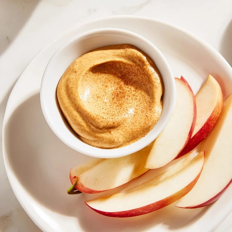 Get a healthy energy boost with crunchy apple slices and a rich peanut butter dip ready to eat.
