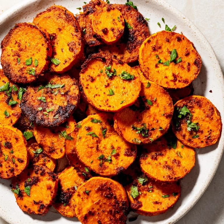Crispy-edged Cajun roasted sweet potatoes, seasoned with smoky paprika, are perfect for serving.