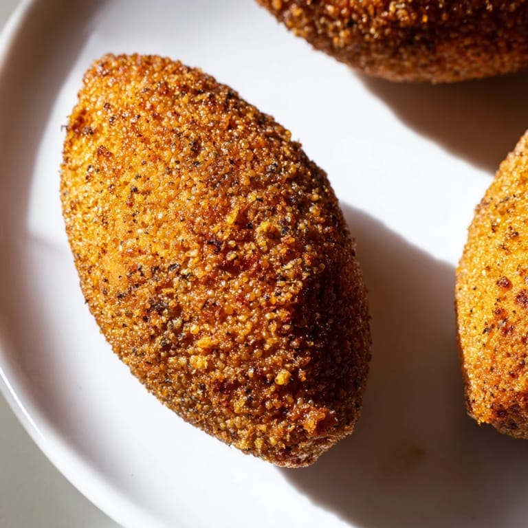 Deliciously browned Lebanese Kibbeh, cooked to perfection, ready to be served with fresh sides.