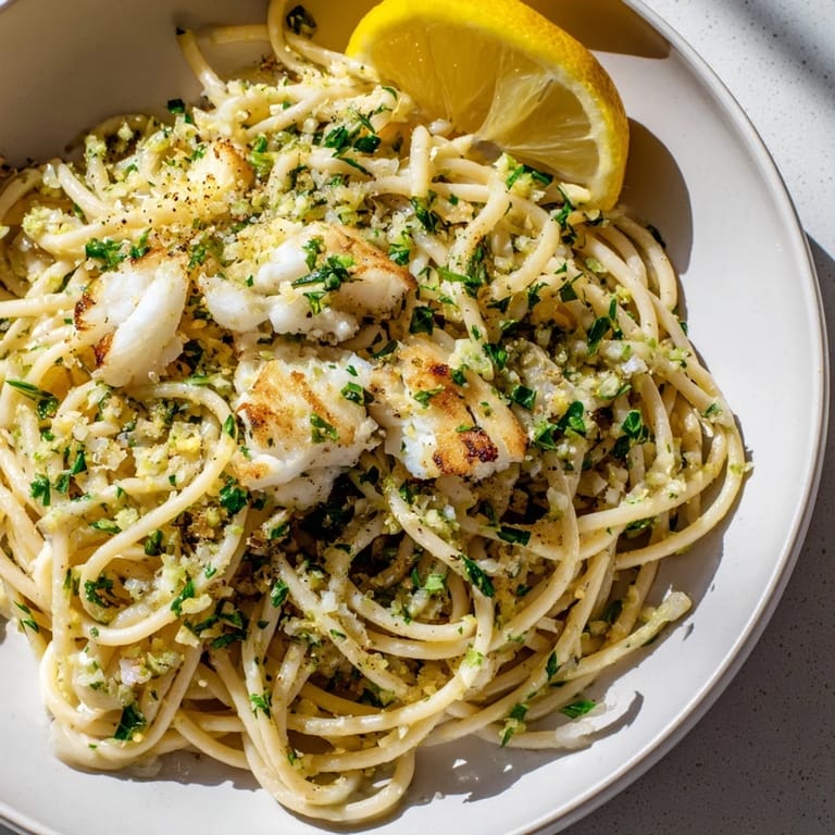 Imagine the aroma: this delicious Crispy Fish Pasta with flaky fish and fresh herbs is amazing.