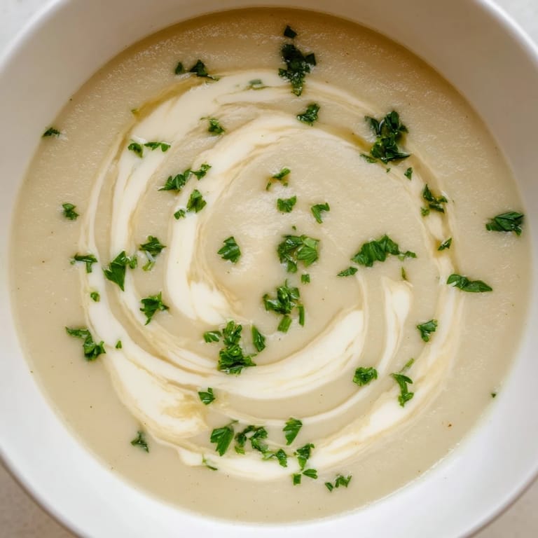 A bowl of homemade roasted garlic soup, infused with thyme and creamy potatoes, offers a warm, immunity-boosting meal.
