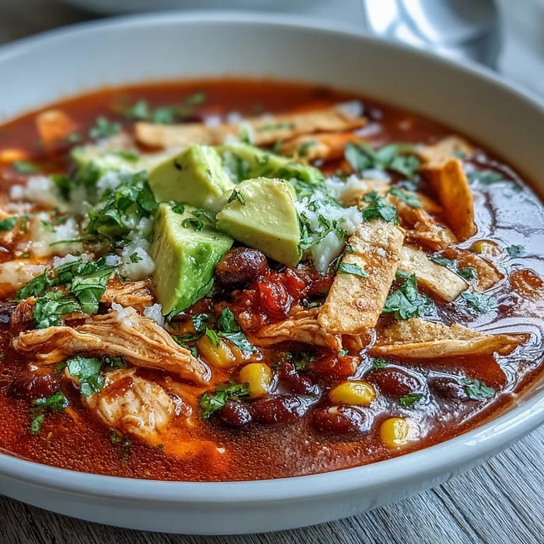 Instant Pot Chicken Tortilla Soup in a rustic bowl, garnished with cilantro, shredded cheese, and a lime wedge for a zesty serving suggestion.