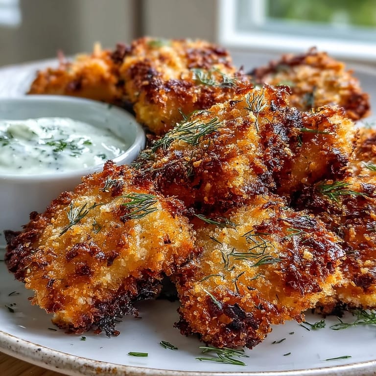 Freshly baked Simple Panko Crusted Salmon Bites rest on a baking sheet, ready to be enjoyed.
