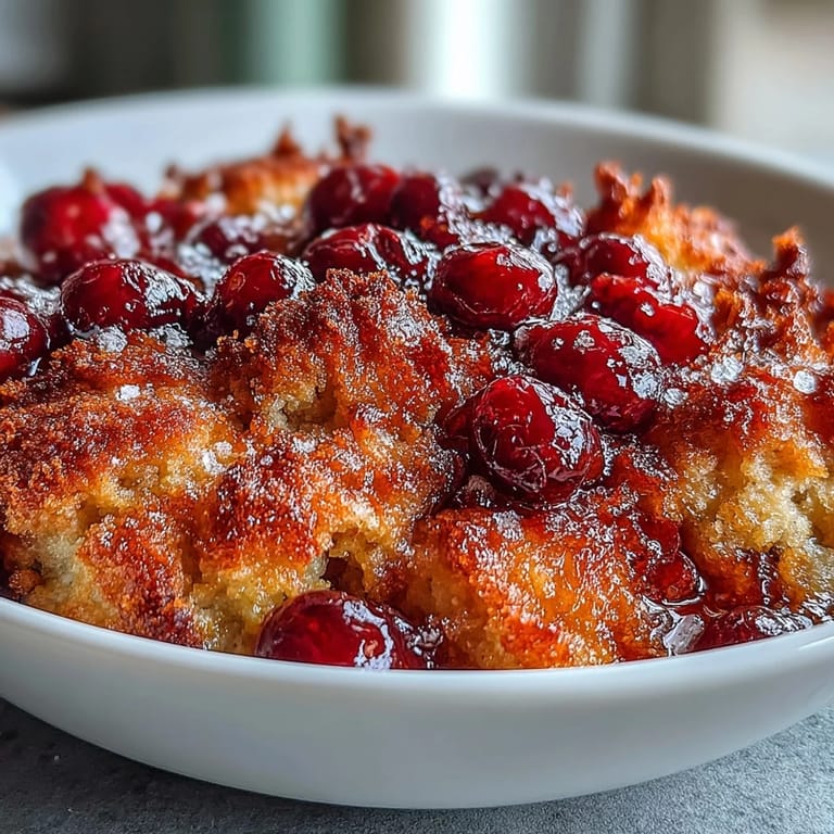 Serve warm Crispy Cranberry Cobbler with melting vanilla ice cream for a sweet-tart holiday dessert.