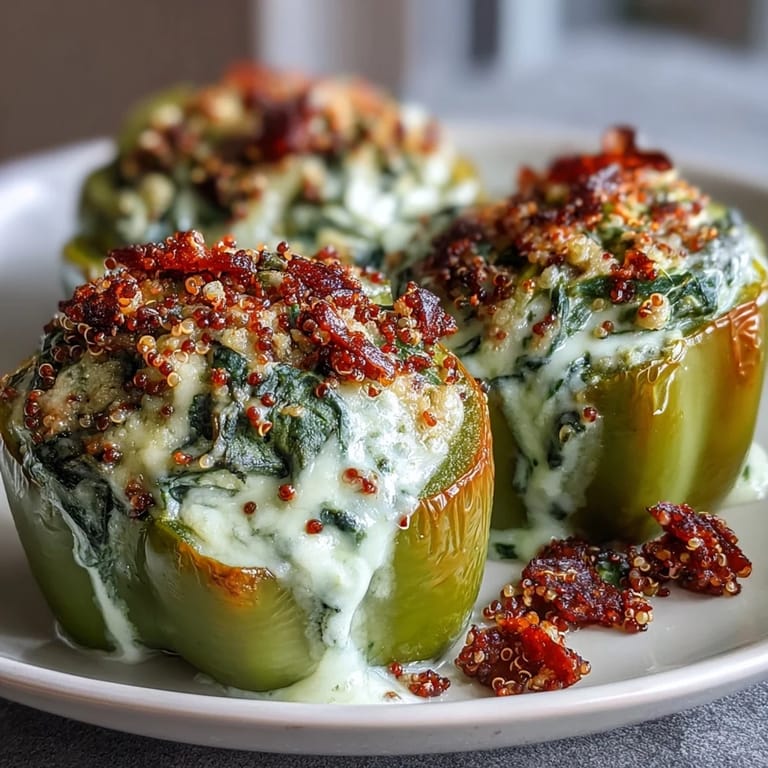 Freshly baked Vegan Spinach and Artichoke Stuffed Peppers beside a crisp salad, perfect for a healthy meal.