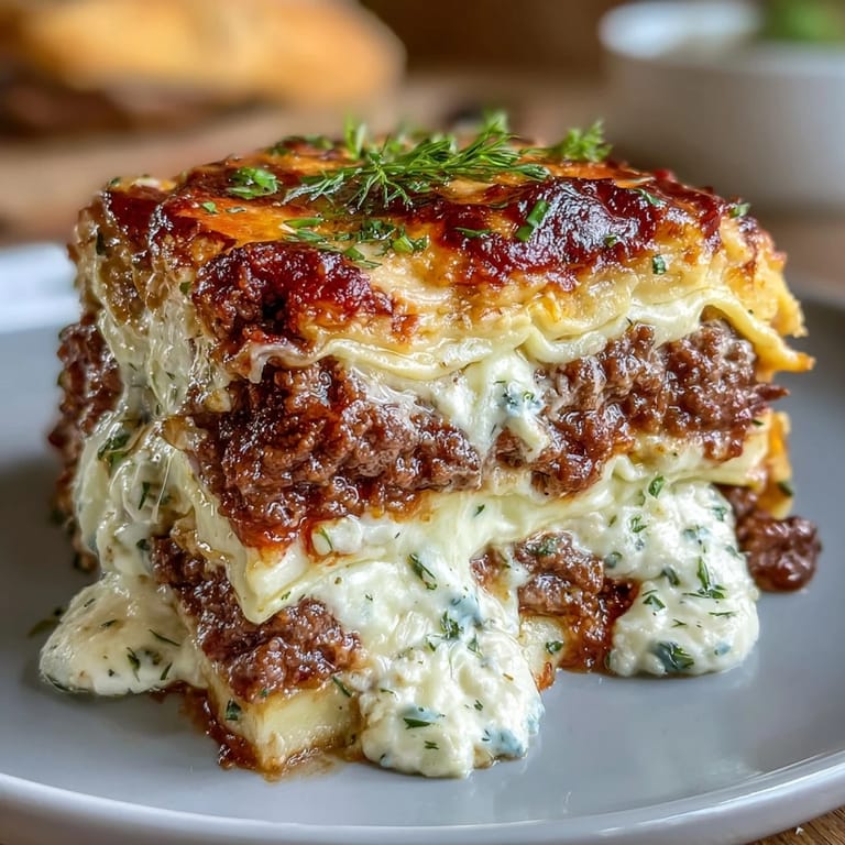 Classic Ultimate Comfort Food Lasagna with Ricotta, baked until bubbly and golden, perfect for a cozy family dinner.