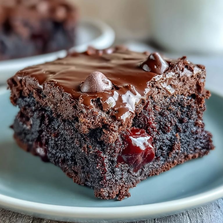 A stack of triple chocolate sourdough brownies showing a dense, moist, and fudgy center.