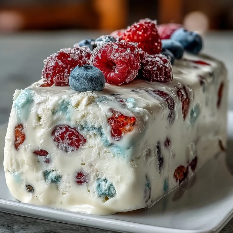 A healthy, easy frozen treat featuring Greek yogurt topped with vibrant berries and a hint of honey, perfect for hot days.  