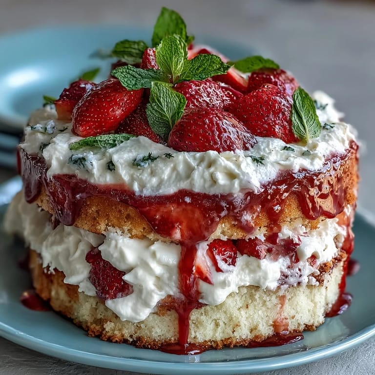 Naked cake with strawberries and cream, tender sponge cake, and whipped cream, perfect for spring celebrations.