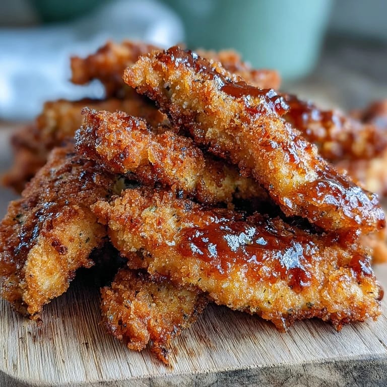 Crispy pickle brine chicken tenders in a golden crust, perfect for dinner.