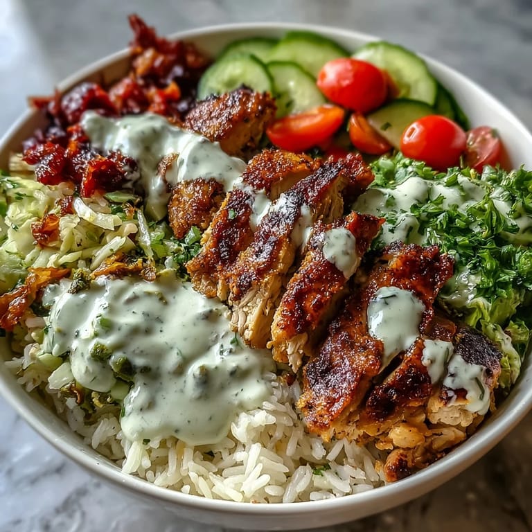 Delectable Middle Eastern Shawarma Bowl, a satisfying meal with savory spiced chicken.