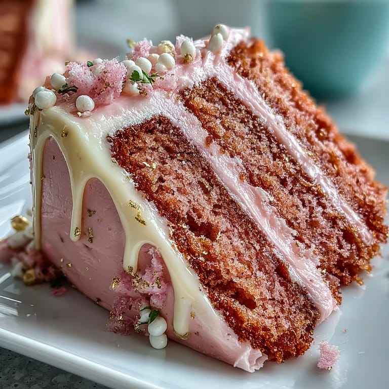 A celebratory Bridal Shower Rosé Velvet Cake, perfectly frosted and glossed.