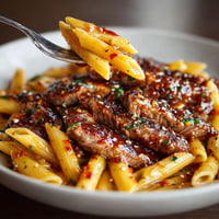 A plate of food with a fork in it.