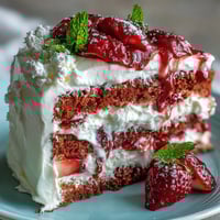 Naked cake with strawberries and cream, light and elegant, layered with fluffy sponge and fresh berries.